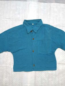 Blue Corduroy Crop Top