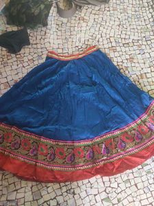 Blue Embroidered Ethnic Skirt