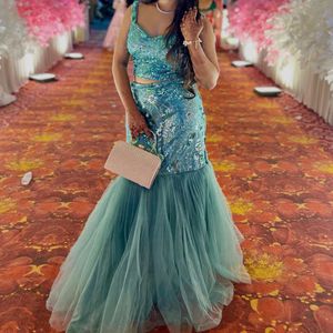 Aqua Sequin Lehenga Choli