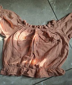 "Peachy Mushroom Ruffle Charm Top 🍑✨🧡"