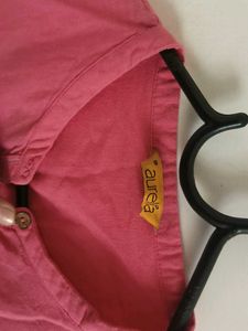 Pink Button-Down 3/4 Sleeve Top