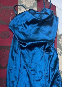 Blue Satin Mini Dress