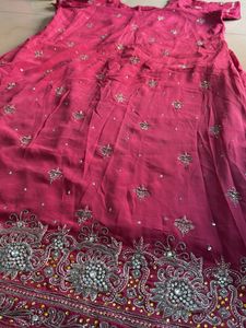 pink kurti with stones