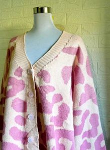 Pink Leopard Print Cardigan