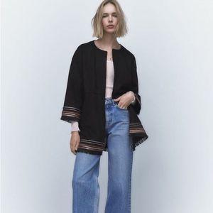 ZARA Black Suede Overcoat