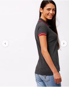 Teamspirit Charcoal Grey Polo T-shirt For Women