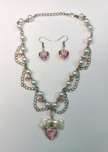 Beautiful Handmade Trendy Pink Heart Necklace Set