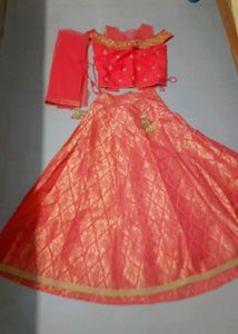 Orange Embroidered Lehenga Choli Set