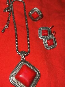 Vintage Design Red Stone Jewelry Set