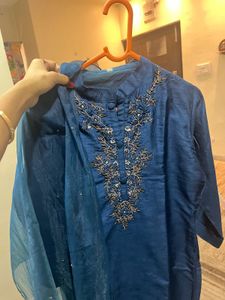 Blue Embellished Kurta
