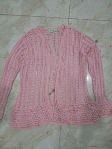Pink Crochet Cardigan