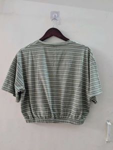 Striped Olive Crop Top