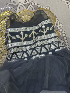 Elegant Grey Ruffled Party Dress