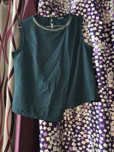 Emerald Green Embellished Sleeveless Top