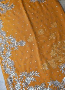 Mustard n silver work saree