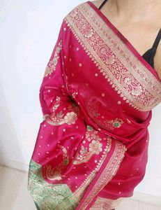 Flaunt Red Maroon golden Banarasi Saree