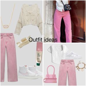 Pink ombre, slim fit jeans.