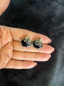 Pure Silver Studs With Black Stone