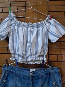Combo  Of Top N  Hnm Denim  Short Imported Fabric