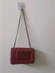 Quilted Cherry Mini Sling Bag with Chain Strap