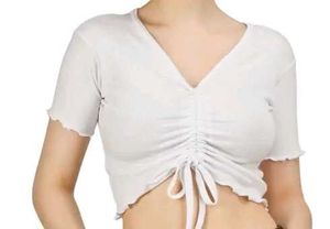 Ruched Crop Top - Soft White | Stylish &Comfy