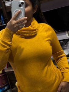 Mustard Yellow Cowl Neck Sweater