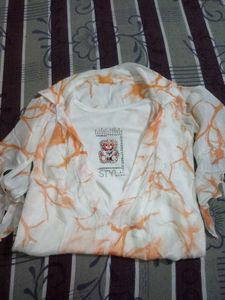 Tie Sleeve Top and Denim Short Set