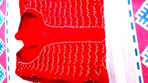 Handwork Chikenkari Red Embroidered Kurta