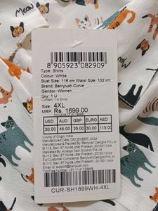 Cat Printed White Shirt