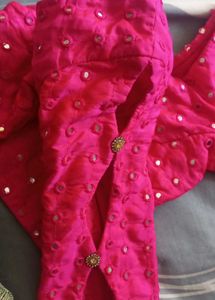 Rarely Used Mirror Work Saree With Blouse