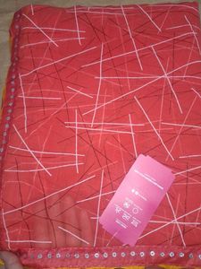 Peach Red Saree