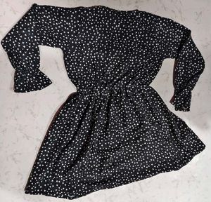 Black &amp; White Print Mini Dress