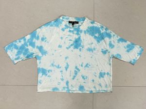 Blue Tie-Dye Cropped T-Shirt
