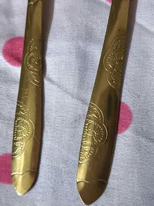 Set of Six Golden Spoons