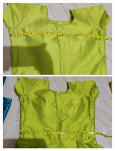 Parrot Green Fancy 3 Pieces Gown Attached Kenken