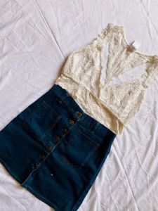 Only Checkerboard Top &amp; Cardigan Set