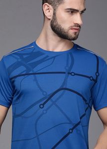 WROGN ACTIVE Men Blue Abstract Printed Slim FitSpo