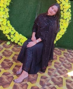 Black Sequence Kurta Set With Thread Work