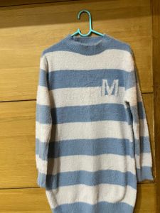 Blue &amp; White Striped Sweater Dress