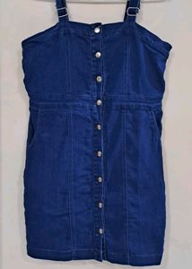 ✨ Discount ✨RIO Denim Dungaree Dress with Side Poc