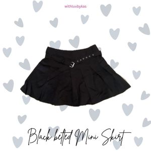 Pleated Mini Skirt with Belt