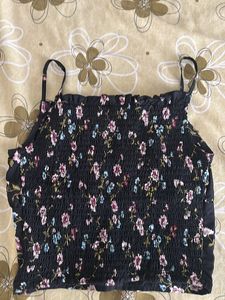 Black floral bustier Top