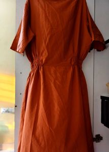 Coral Orange Button-Down Dress