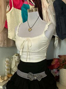 Ruched Ruffle Strap Top