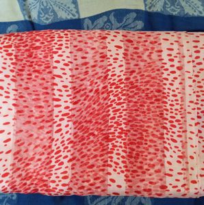 Red And White Dotted Saree