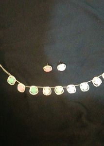 Sliver Chain With Stones Neckset