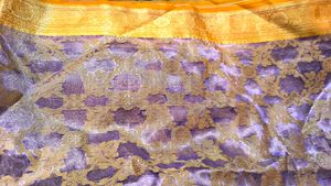 Tissue Saree Light Lavender And Cream Yellow