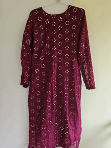 Maroon Embroidered Kurti