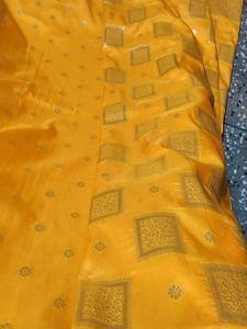 Yellow Banarasi Silk Saree