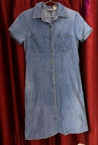 Denim knee length dress (Tich button)